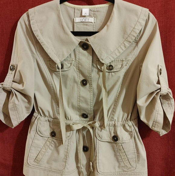 Ann Taylor Loft Womens small petit khaki jacket - Picture 2 of 6